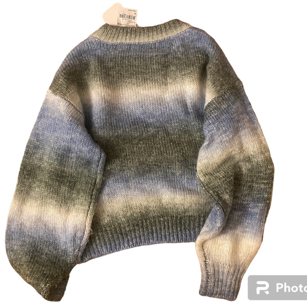 NWT Elodie Blue and Gray Striped Sweater